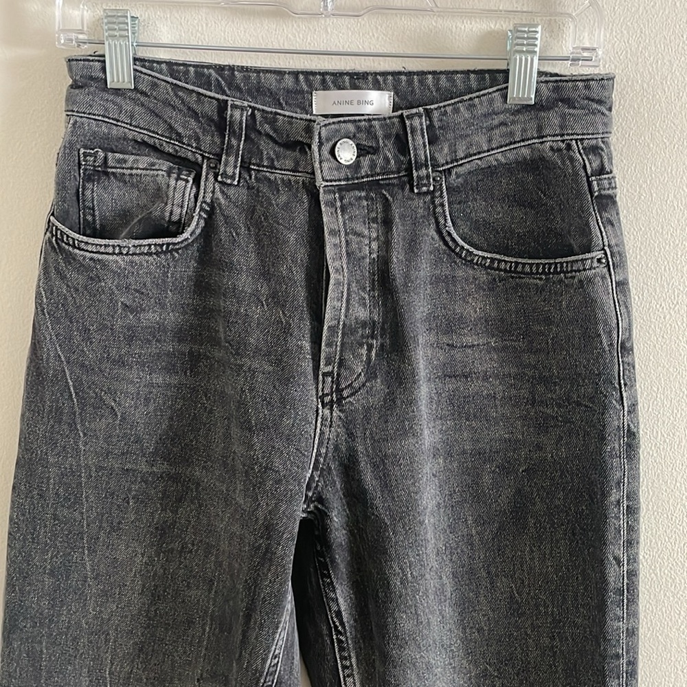 Anine Bing Straight Leg High Waist Jeans Women’s Size 26 Button Fly Black - Picture 5 of 10